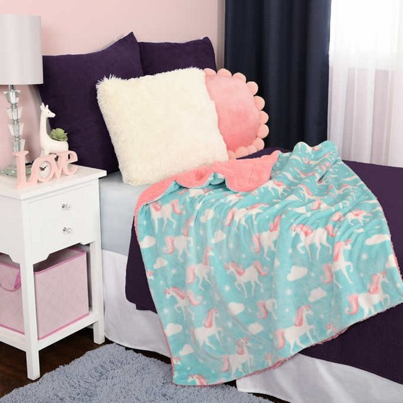 🔥💘Life Comfort Kid’s Ultimate Sherpa Fleece Blanket (SEALED) - UNICORNS - Picture 2 of 4
